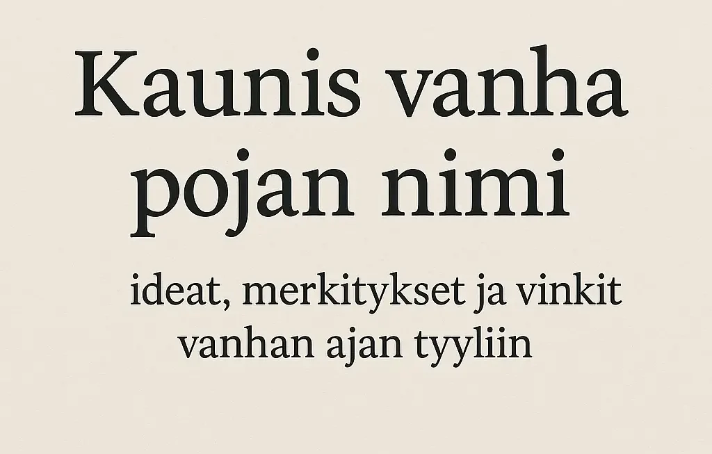 Kaunis vanha pojan nimi – suomalaista perinnettä