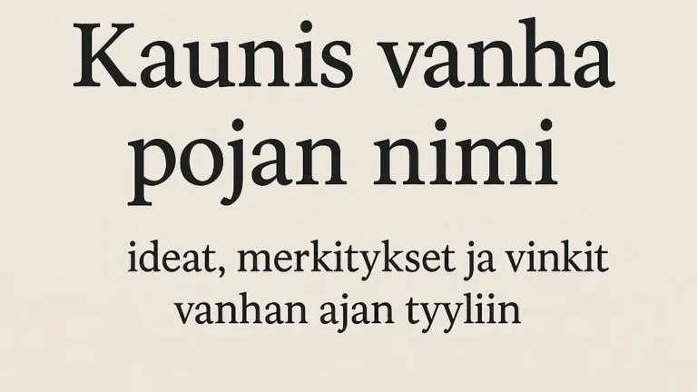 Kaunis vanha pojan nimi – suomalaista perinnettä