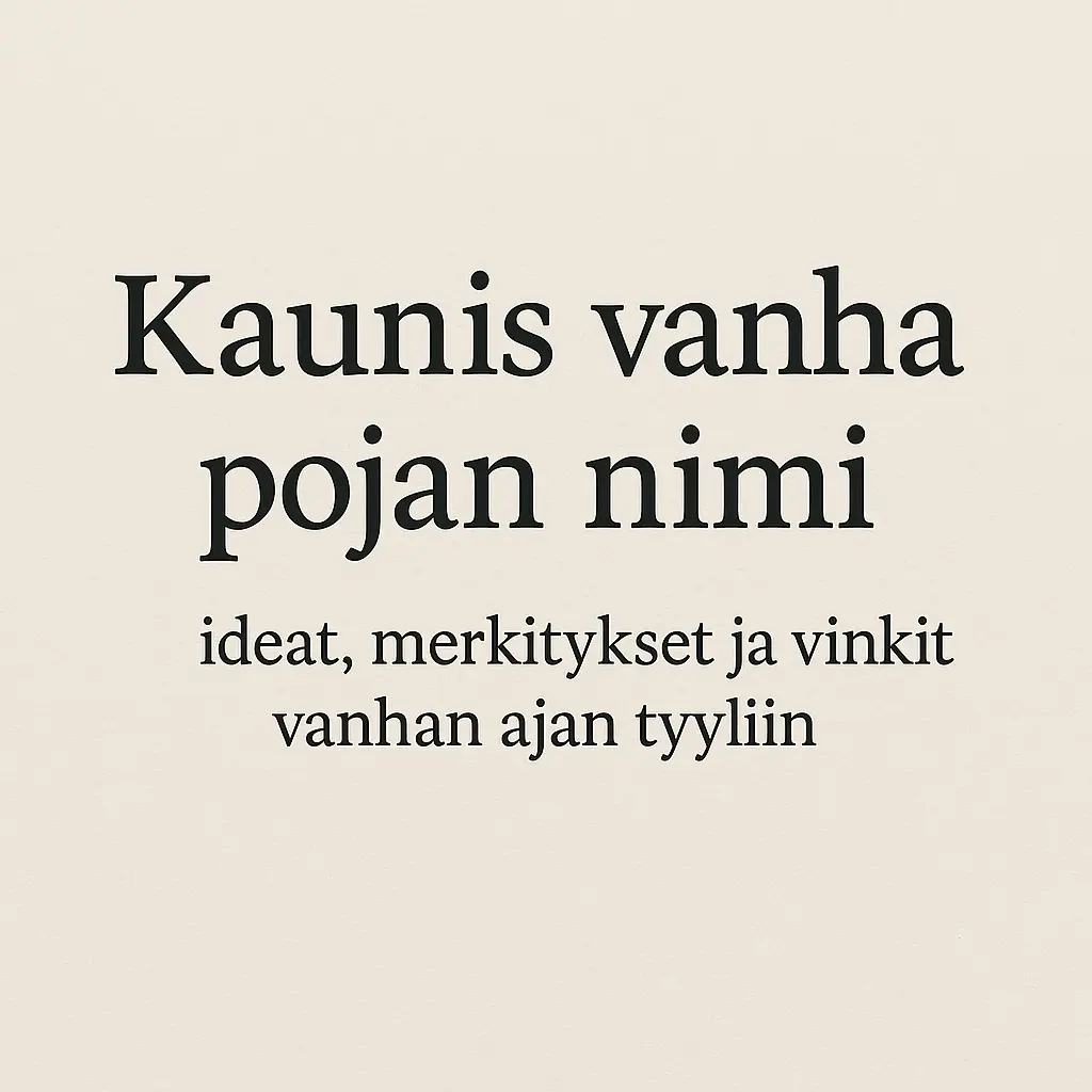 Kaunis vanha pojan nimi
